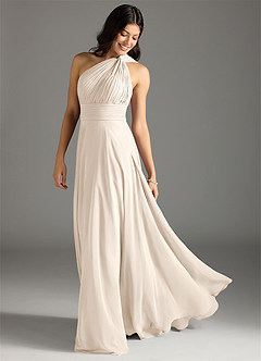 Azazie Charlize Bridesmaid Dresses White Alabaster A-Line One Shoulder Chiffon Dress image8