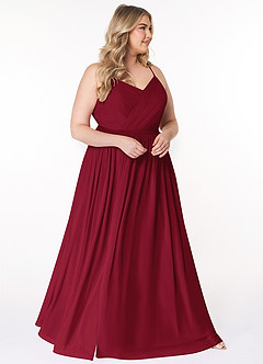 Azazie Cora Bridesmaid Dresses Burgundy A-Line Pleated Chiffon Dress image9