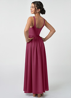 Azazie Keyla Junior Mulberry A-Line Pleated Chiffon Dress image4
