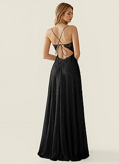 Zahara Black V-neck Lace Corset A-line Prom Dress image2