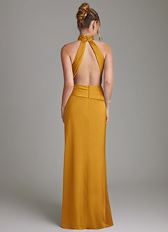 Azazie Gracelynn Brautjungfernkleider Etui Plissee Stretch-Satin Kleid Butterscotch image8