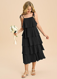 Azazie Shortcake Junior Klä av A-Line i Chiffong Rosett image3