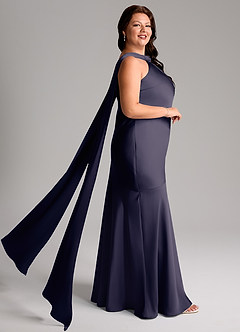 Azazie Kinsley Bridesmaid Dresses Stormy Mermaid Side Slit Stretch Satin Dress image10
