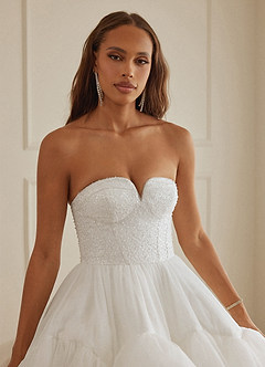 Christian Siriano Bridal for Azazie 2007 Robes de mariée Robe Princesse en Tulle Paillettes Blanc Diamant Cacao image8