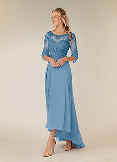 Azazie Monza Kleider für die Brautmutter A-Linie Spitze Chiffon Kleid Stahlblau image2