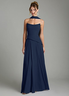 Azazie Gabriela Bridesmaid Dresses Dark Navy A-Line Corset Chiffon Dress image1
