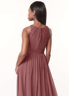 Azazie Harper Brautjungfernkleider A-Linie Plissee Chiffon Kleid Wüstenrose image4