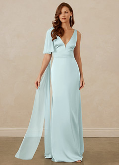 Christian Siriano Bridal for Azazie 1011 Bridesmaid Dresses Sea Glass Mermaid Bow Stretch Satin Dress image6