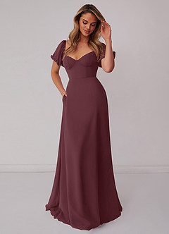 Barbie ♥ Azazie Bridesmaid Dresses Sangria A-Line Pleated Chiffon Dress image5