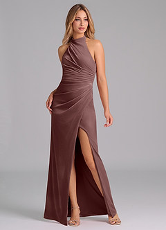 Azazie Jemma Vestidos de damas de honor Vestido de Expresado de terciopelo de Corte Recto con Plisado image6