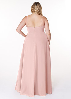Azazie Moira Brautjungfernkleider Eine Linie Schaufel Chiffon Kleid Puderrosa image9