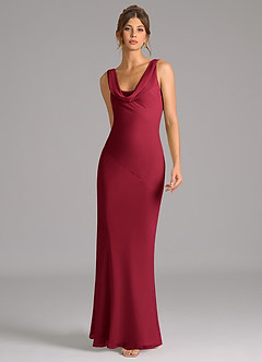 Azazie Rylina Bridesmaid Dresses Burgundy Mermaid Pleated Chiffon Dress image3