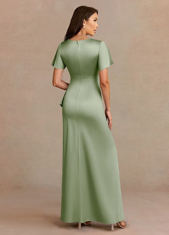 Azazie Robins Mother of the Bride Dresses Dusty Sage A-Line Pleated Stretch Satin Dress image4