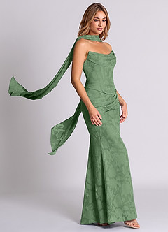 Azazie Sorrel Bridesmaid Dresses Eucalyptus Mermaid Corset Floral Burnout Convertible Dress image4