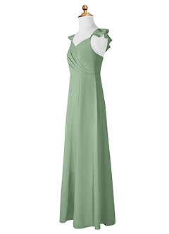 Azazie Amada Vestido de Matcha de Gasa/ Chiffon de Acampanado con Volante image7