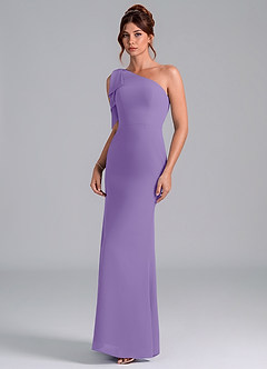 Azazie Rinna Bridesmaid Dresses Tahiti Mermaid One Shoulder Chiffon Dress image3
