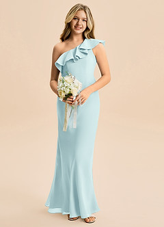 Azazie Alissa Junior Sea Glass Mermaid Ruched Chiffon Dress image1