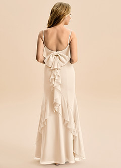 Azazie Lioren Junior Robe Sirène en Mousseline de soie Arc Albâtre Blanc image3