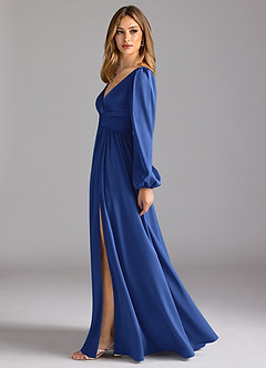 Azazie Norah Bridesmaid Dresses Royal Blue A-Line Stretch Satin Dress image4