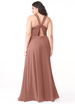 Azazie Jane Bridesmaid Dresses Cedar Rose A-Line V-Neck Pleated Chiffon Dress image7