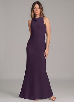 Azazie Allettie Brautjungfernkleider Meerjungfrau-Linie Chiffon Kleid Pflaume image4