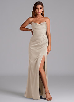 Azazie Claudelle Suknie dla druhen Syrena Bez ramiączek Satyna elastyczna Do ziemi Sukienka image5