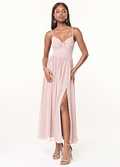 Azazie Zeya Abiti da Damigella Abito A-Line in Chiffon Plissettato Rosa Rossore image1