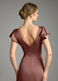 Azazie Omari Bridesmaid Dresses Espresso A-Line Stretch Satin Dress image7