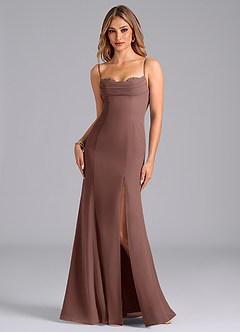 Azazie Wynni Vestidos de damas de honor Vestido de Expresado de Gasa de Corte Sirena con Corsé image1