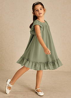 Azazie Tot Final Sale Pistachio A-Line with Sleeves Chiffon Dress image1