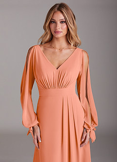 Azazie Matilda Brautjungfernkleider A-Linie Langarm Chiffon Kleid Sonnenuntergang image6