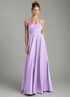 Azazie Tenaya Bridesmaid Dresses Lilac A-Line Sweetheart Neckline Stretch Satin Dress image4