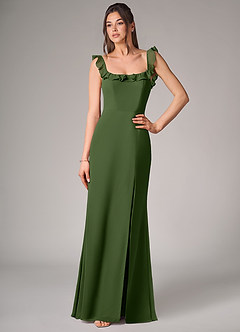 Azazie Callie Brautjungfernkleider Wandelbar Meerjungfrau-Linie Seitliche Cut-Outs Chiffon Kleid Olivgrün image4