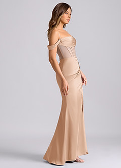 Azazie Alyce Bridesmaid Dresses English Rose Mermaid Off the Shoulder Stretch Satin Convertible Dress image3