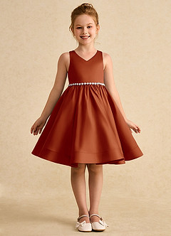 Azazie Julietta Flower Girl Dresses Paprika Ball-Gown Convertible Tulle Dress image9