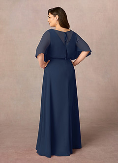 Azazie Oksana Mother of the Bride Dresses Dark Navy A-Line V-Neck Pleated Chiffon Dress image9