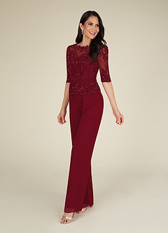 Azazie Florida Mother of the Bride Dresses Burgundy Jumpsuit/Pantsuit Sequins Chiffon Dress image6