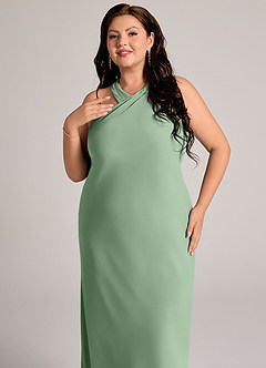 Azazie Doretta Bridesmaid Dresses Matcha Mermaid Pleated Chiffon Dress image6