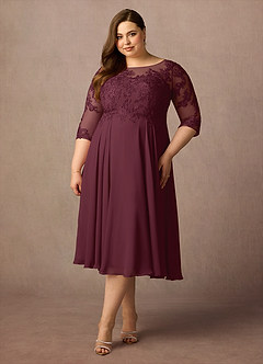 Azazie Marge Mother of the Bride Dresses Cabernet A-Line Scoop Lace Chiffon Dress image6