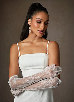 Azazie Shivon Robes de mariée Robe Fourreau en Jacquard Floral Sans bretelles Blanc De Diamant image6