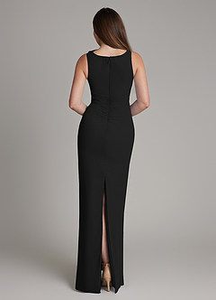 Azazie Charice Bridesmaid Dresses Black Sheath Pleated Chiffon Dress image5