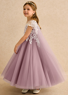 Azazie Dandelion Flower Girl Dresses Dusty Rose Ball-Gown Lace Dress image6