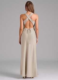 Azazie Evadne Bridesmaid Dresses Frost A-Line Pleated Stretch Satin Dress image2
