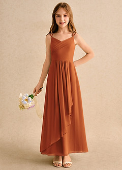 Azazie Zaida Girls Formal Blumenmädchenkleider A-Linie Plissee Chiffon Kleid Kanel image3