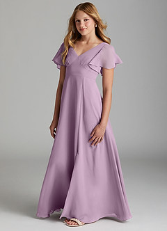 Azazie Kimber Junior Wisteria A-Line Pleated Chiffon Dress image5