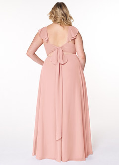 Azazie Everett Abiti da Damigella Abito A-Line in Chiffon Increspato con Scollo a V Rosetta image7