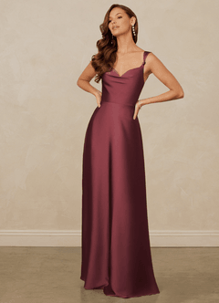 Christian Siriano Bridal for Azazie 1001 Robes de demoiselle d'honneur Robe Trapèze en Satin extensible Encolure en Forme de Cœur Merlot image3