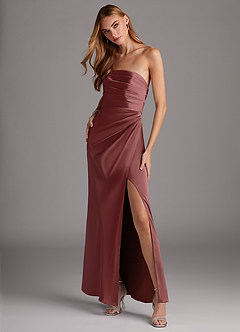 Azazie Lexie Bridesmaid Dresses Amethyst Sheath Strapless Stretch Satin Convertible Dress image4