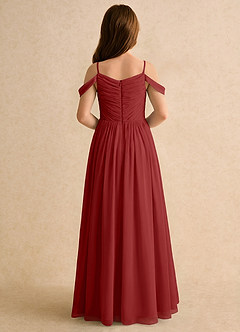 Azazie Chelo Girls Formal Abiti da Ragazza di Fiori Abito A-Line in Chiffon Plissettato Ruggine image2