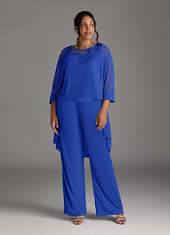 Azazie Frances Mère de la mariée Robes Robe Combinaison/Tailleur Pantalon en Maille Découpé Bleu Roi image11